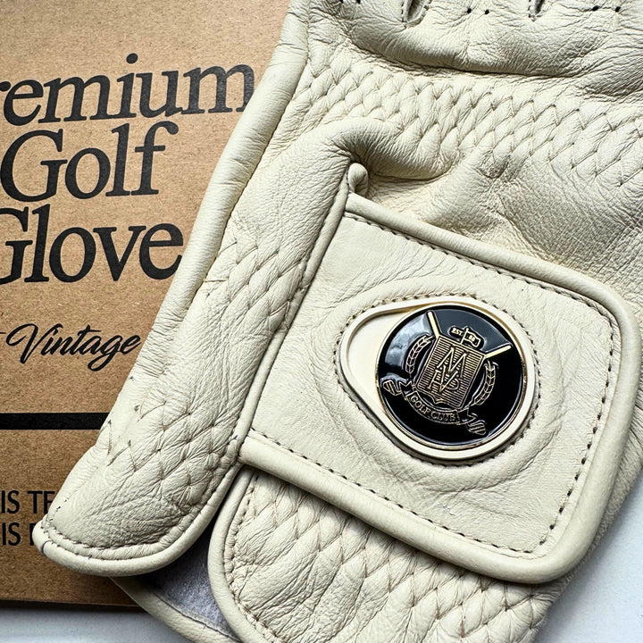 ELITE Cabretta Leather Golf Gloves - Cream & Brown (2 Pack) - MODEST VINTAGE PLAYER LTD
