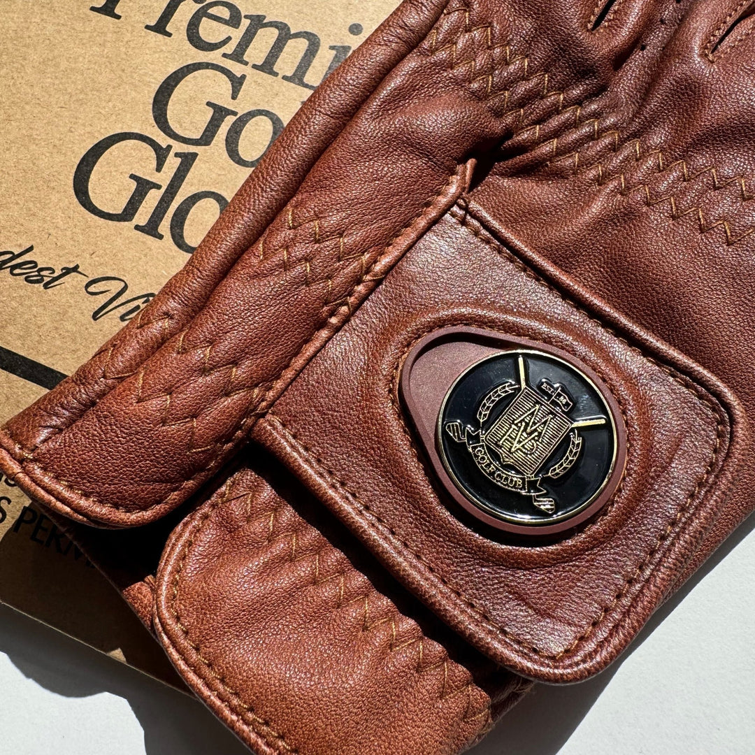 ELITE Cabretta Leather Golf Gloves - Cream & Brown (2 Pack) - MODEST VINTAGE PLAYER LTD