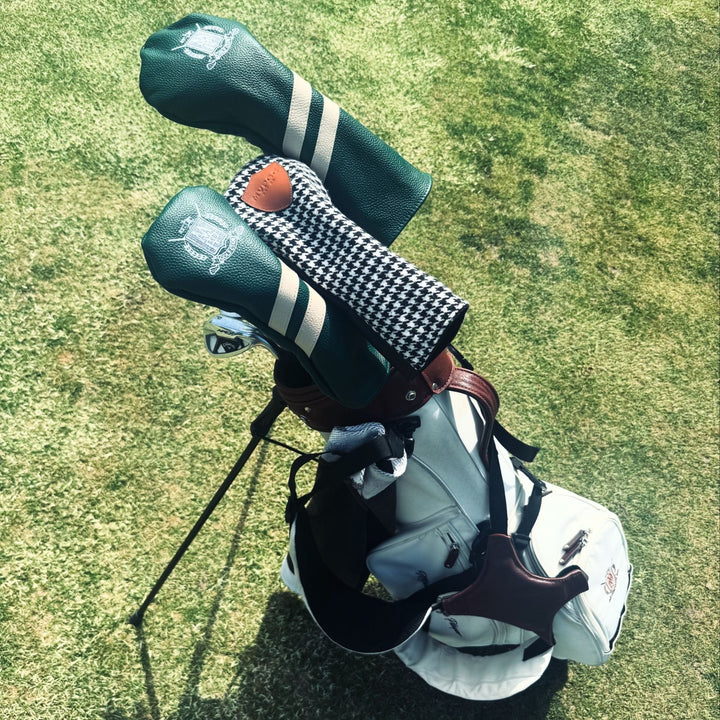 Leather Golf Covers Set - Forest Green / Cream - MODEST VINTAGE PLAYER LTD