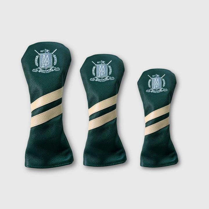 Leather Golf Covers Set - Forest Green / Cream - MODEST VINTAGE PLAYER LTD
