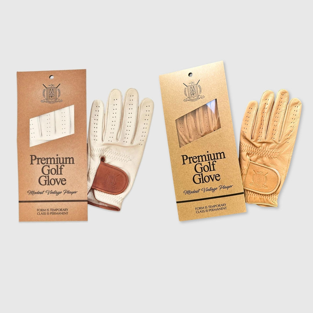 PRO Cream & Tan Cabretta Leather Golf Gloves (2 Pack) - MODEST VINTAGE PLAYER LTD