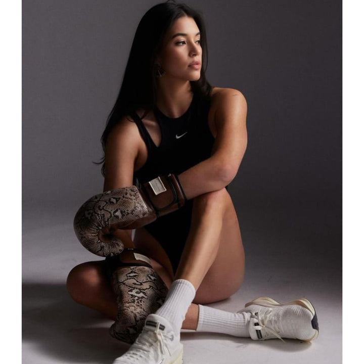 PRO Snake Skin Print Leather Boxing Gloves (Strap Up) Limited Edition - MODEST VINTAGE PLAYER LTD