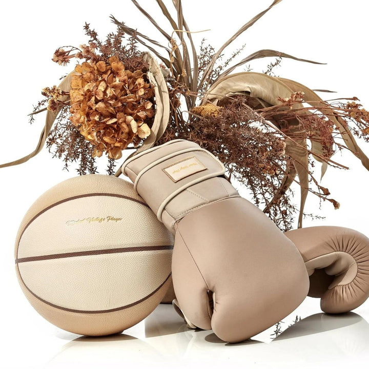 Elite Leather Boxing Gloves - Light Brown + Light Khaki - MODEST VINTAGE PLAYER LTD