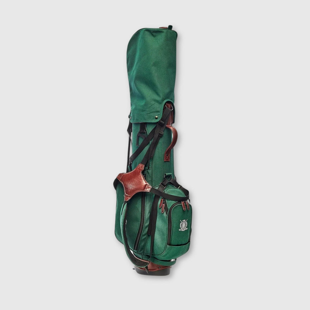 Green Canvas / Leather Golf Bag - Stand - MODEST VINTAGE PLAYER LTD