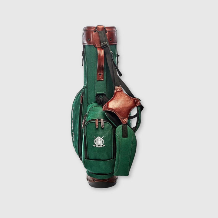Green Canvas / Leather Golf Bag - Stand - MODEST VINTAGE PLAYER LTD
