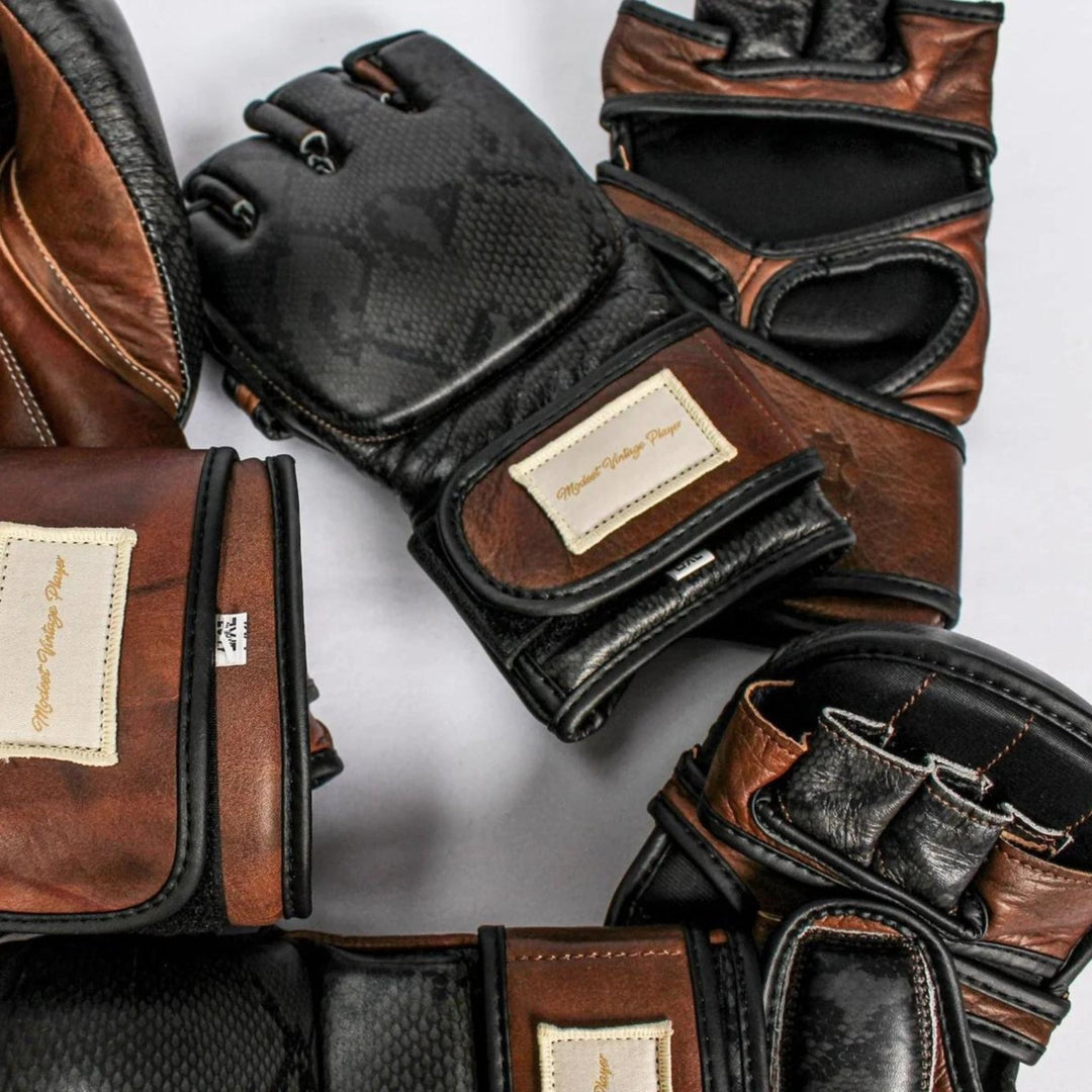 PRO Black Python Leather MMA Gloves (Limited Edition) - MODEST VINTAGE PLAYER LTD