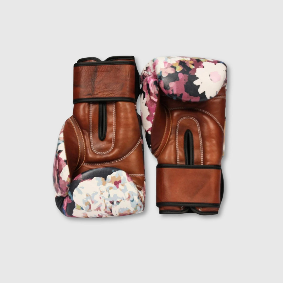 PRO Floral Leather Boxing Gloves (Strap Up) Limited Edition - MODEST VINTAGE PLAYER LTD
