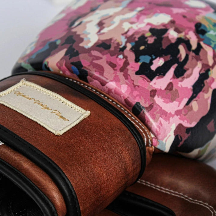 PRO Floral Leather Boxing Gloves (Strap Up) Limited Edition - MODEST VINTAGE PLAYER LTD