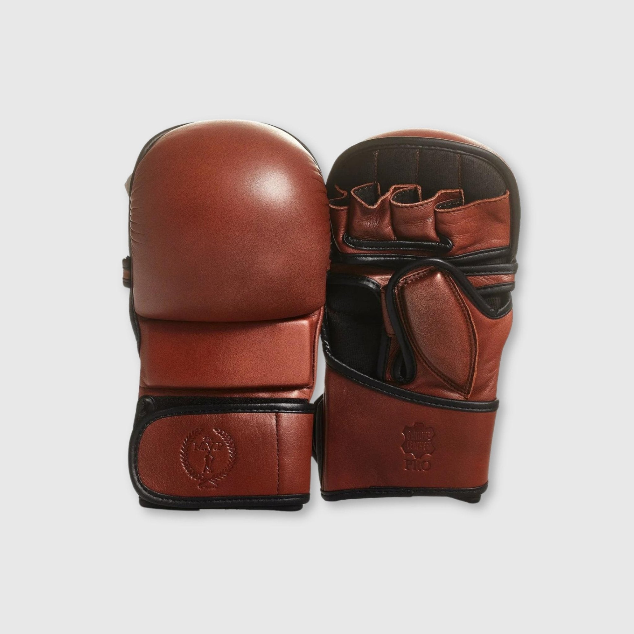 Designer Brown Leather MMA Grappling Gloves handmade Vintage Style
