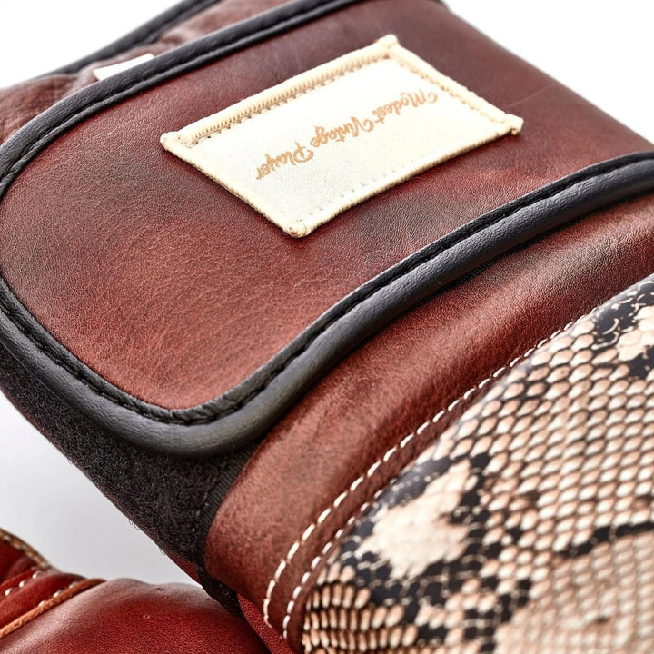 PRO Snake Skin Leather Boxing Gloves (Strap Up) Limited Edition - MODEST VINTAGE PLAYER LTD