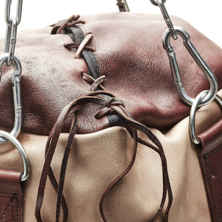 RETRO Cream / Brown Leather Heavy Punching Bag (un-filled) - MODEST VINTAGE PLAYER LTD