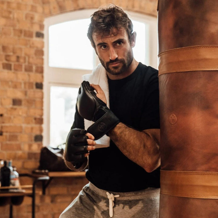 RETRO Heritage Brown Leather Heavy Punching Bag, Tan Trim (un-filled) - MODEST VINTAGE PLAYER LTD