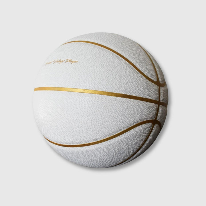 White / Gold Leather Basketball - MODEST VINTAGE PLAYER LTD