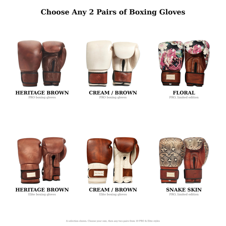 The Boxing Glove Pair — choose your size and any two pairs of PRO or Elite boxing gloves