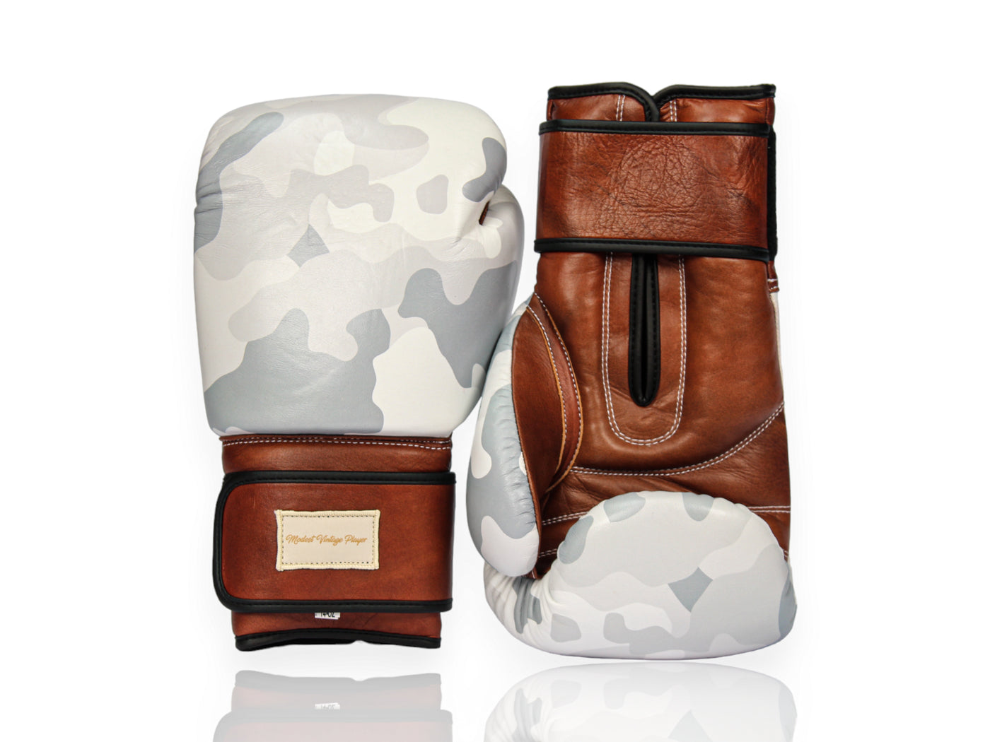 PRO Camo Leather Boxing Gloves (Strap Up) Snow