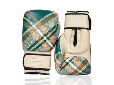 PRO Tartan Leather Boxing Gloves (Strap Up) Cream