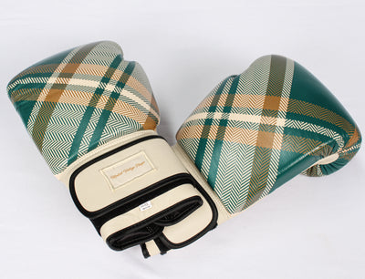 PRO Tartan Leather Boxing Gloves (Strap Up) Cream