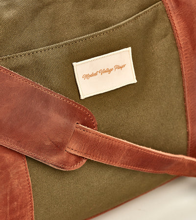 Waxed Canvas / Leather Weekender Bag - Olive