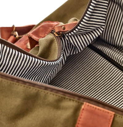 Waxed Canvas / Leather Weekender Bag - Olive