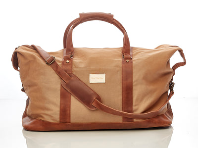 Waxed Canvas / Leather Weekender Bag - Sand