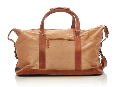 Waxed Canvas / Leather Weekender Bag - Sand