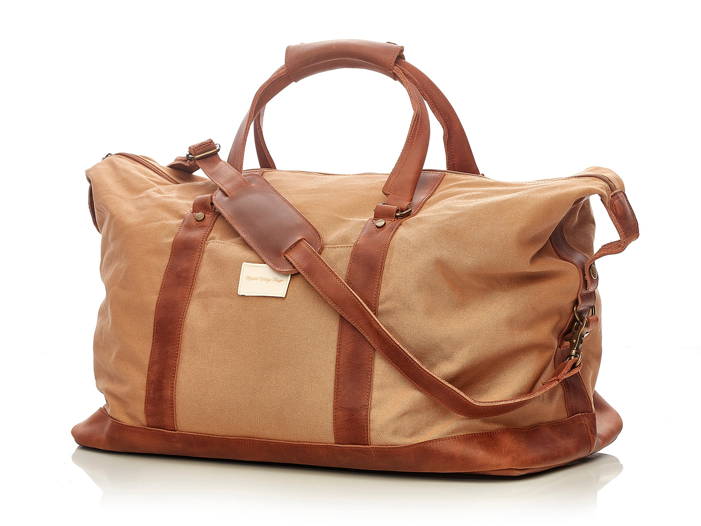 Waxed Canvas / Leather Weekender Bag - Sand