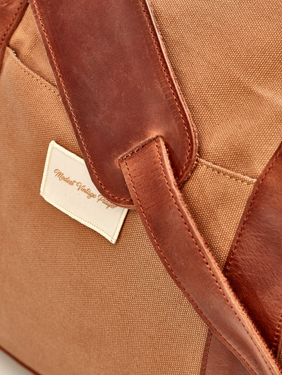 Waxed Canvas / Leather Weekender Bag - Sand