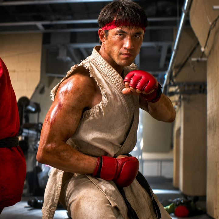 PRO Red Leather 'Striker' MMA Gloves