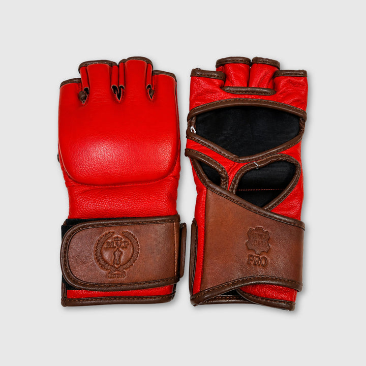 PRO 奶油色 / 棕色皮革 MMA 手套