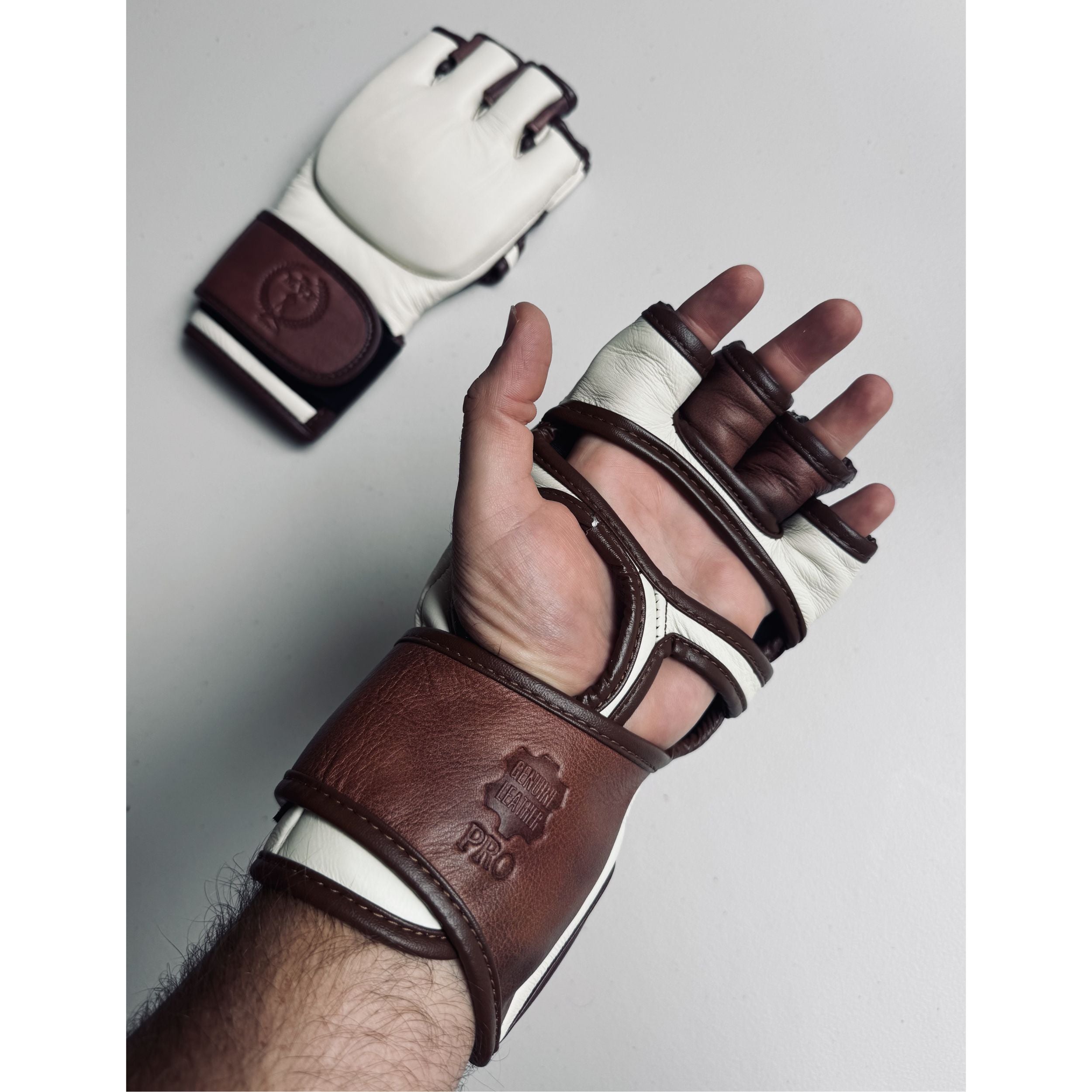 Designer Brown Leather MMA Grappling Gloves handmade Vintage Style
