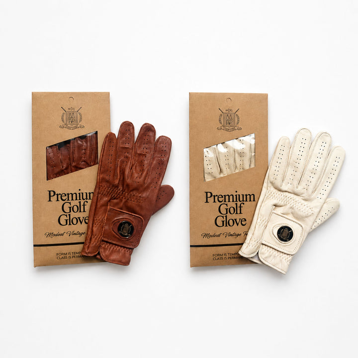 ELITE Cabretta Leather Golf Gloves - Cream & Brown (2 Pack)