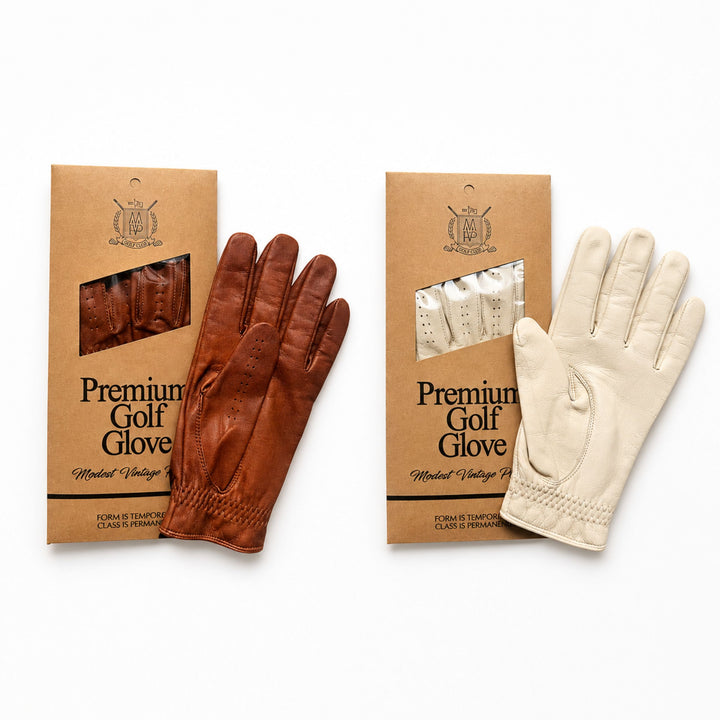 ELITE Cabretta Leather Golf Gloves - Cream & Brown (2 Pack)
