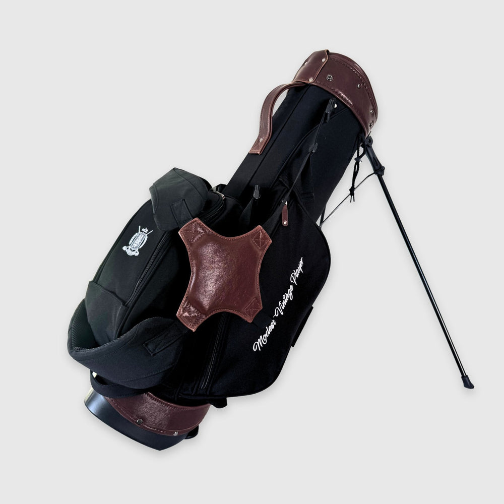 Black Canvas / Leather Golf Bag - Stand - MODEST VINTAGE PLAYER LTD