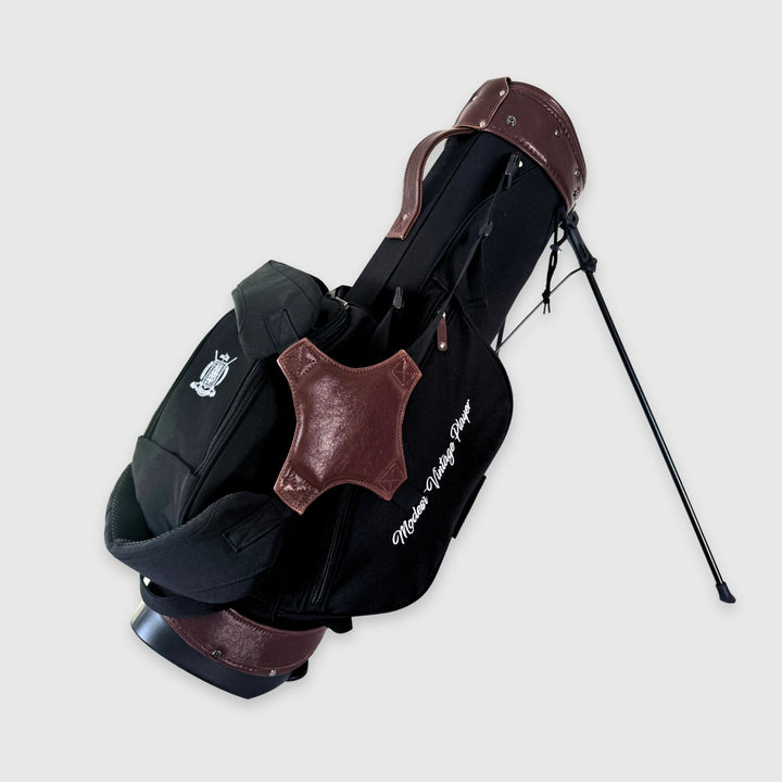 Black Canvas / Leather Golf Bag - Stand - MODEST VINTAGE PLAYER LTD