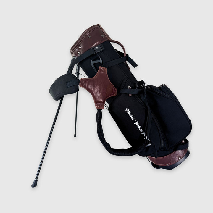 Black Canvas / Leather Golf Bag - Stand - MODEST VINTAGE PLAYER LTD