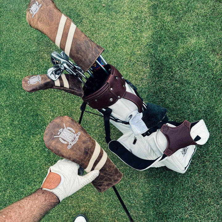 Cream Canvas / Leather Golf Bag - Stand - MODEST VINTAGE PLAYER LTD