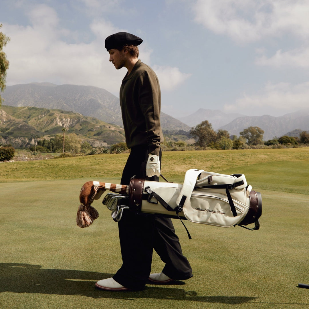 Cream Canvas / Leather Golf Bag - Stand - MODEST VINTAGE PLAYER LTD