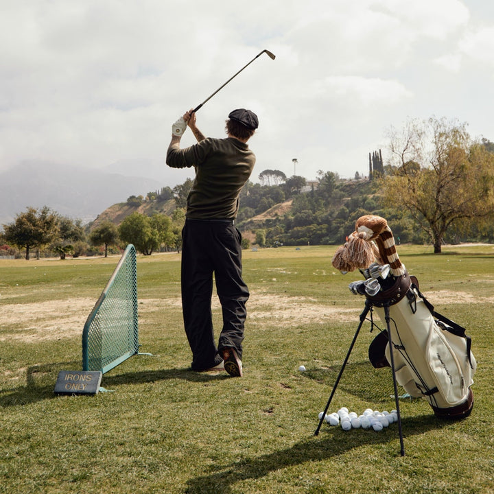 Cream Canvas / Leather Golf Bag - Stand - MODEST VINTAGE PLAYER LTD