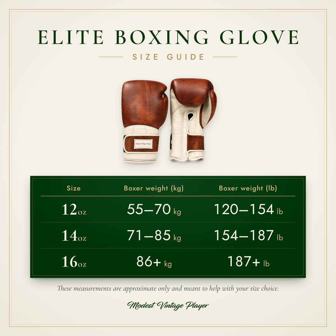 MVP Elite Boxing Glove size guide