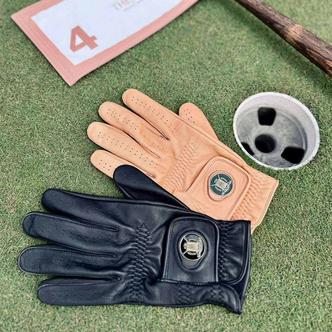 ELITE Cabretta Leather Golf Gloves - Black & Tan (2 Pack) - MODEST VINTAGE PLAYER LTD