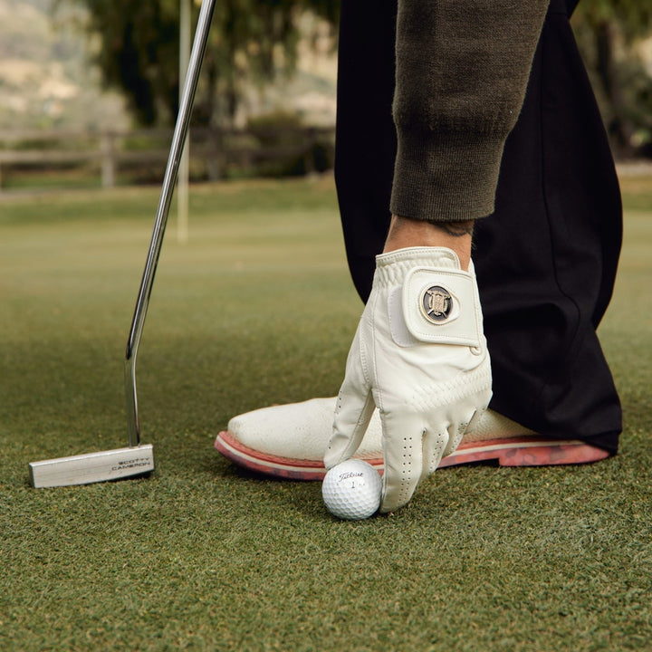 ELITE Cabretta Leather Golf Gloves - Cream & Brown (2 Pack) - MODEST VINTAGE PLAYER LTD