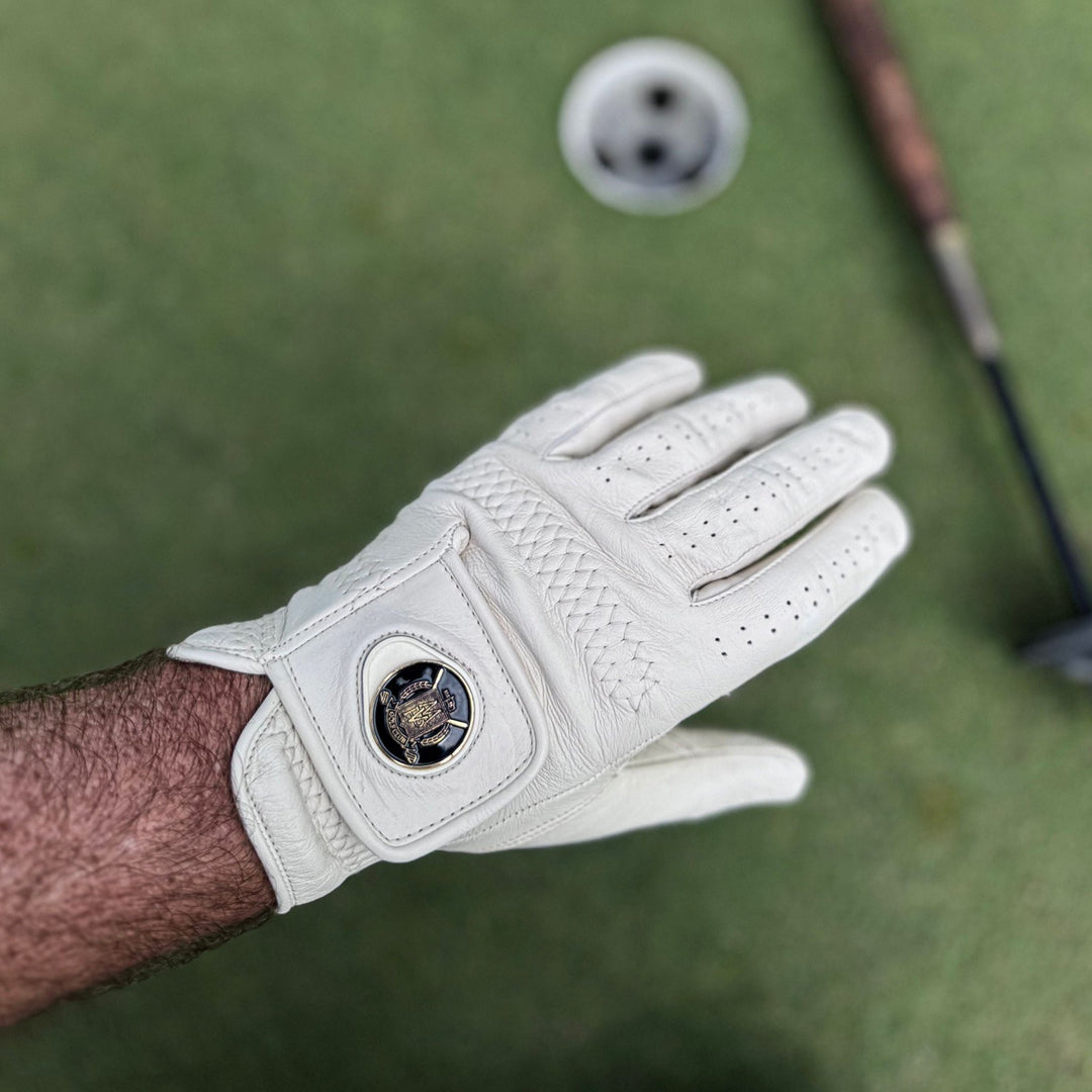 ELITE Cabretta Leather Golf Gloves - Cream & Brown (2 Pack) - MODEST VINTAGE PLAYER LTD