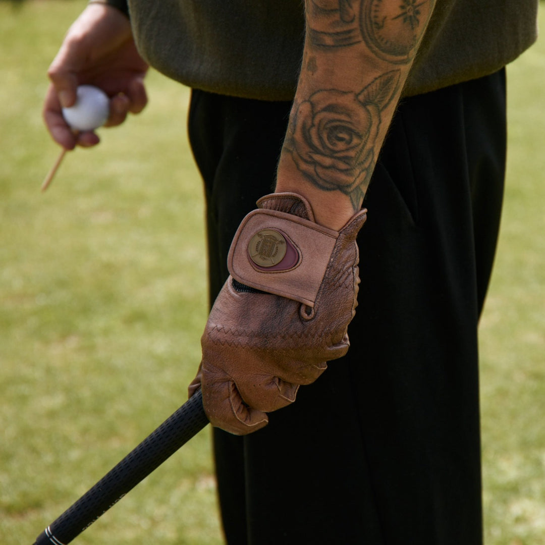 ELITE Cabretta Leather Golf Gloves - Cream & Brown (2 Pack) - MODEST VINTAGE PLAYER LTD