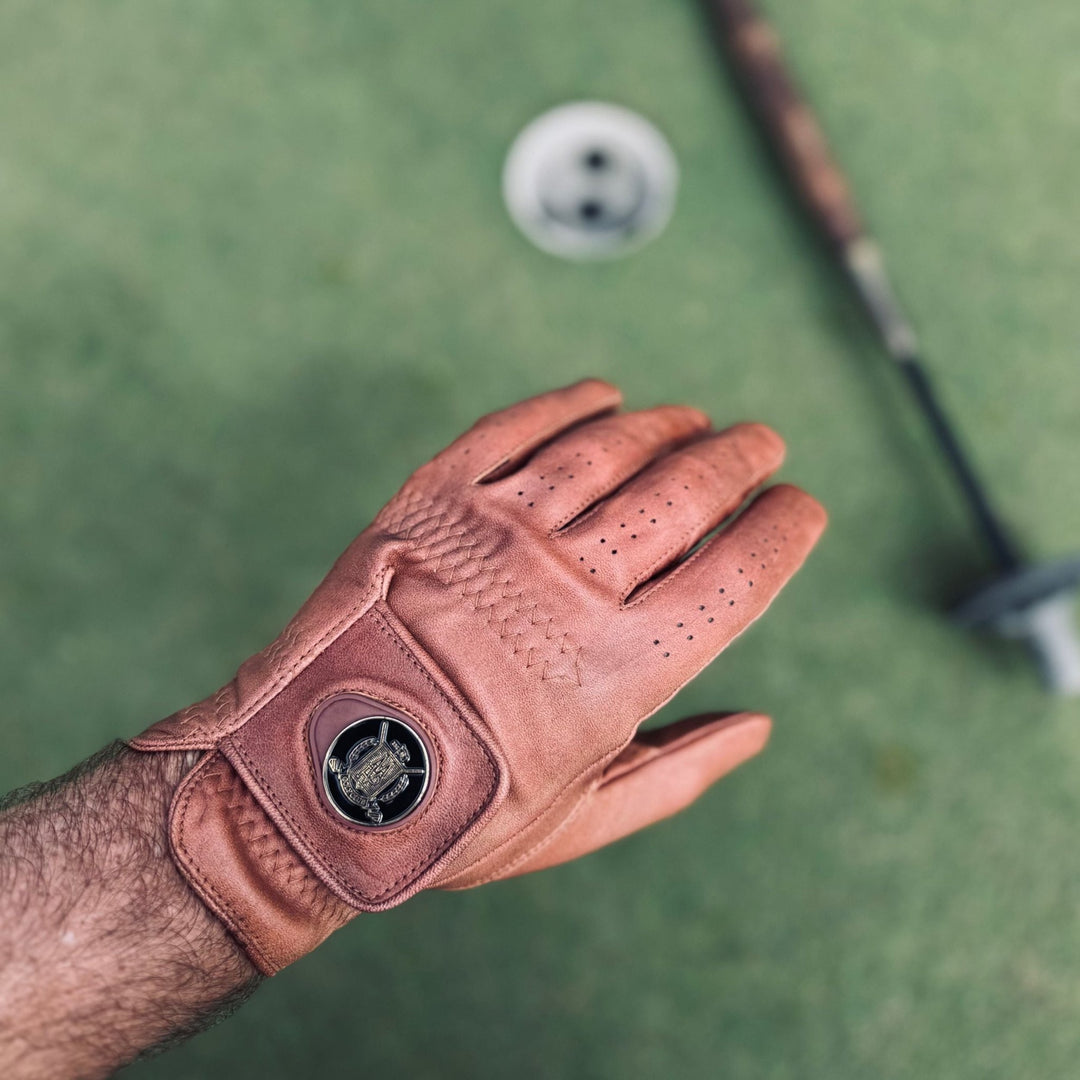 ELITE Cabretta Leather Golf Gloves - Cream & Brown (2 Pack) - MODEST VINTAGE PLAYER LTD