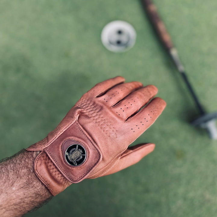 ELITE Cabretta Leather Golf Gloves - Cream & Brown (2 Pack) - MODEST VINTAGE PLAYER LTD