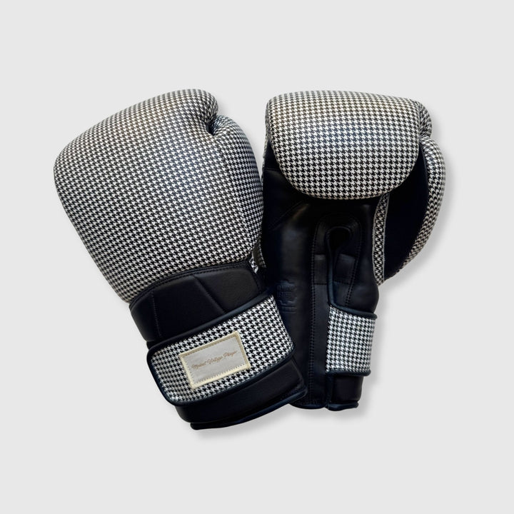 Elite Houndstooth Leather Boxing Gloves (Strap Up) - Black, one of the glove choices