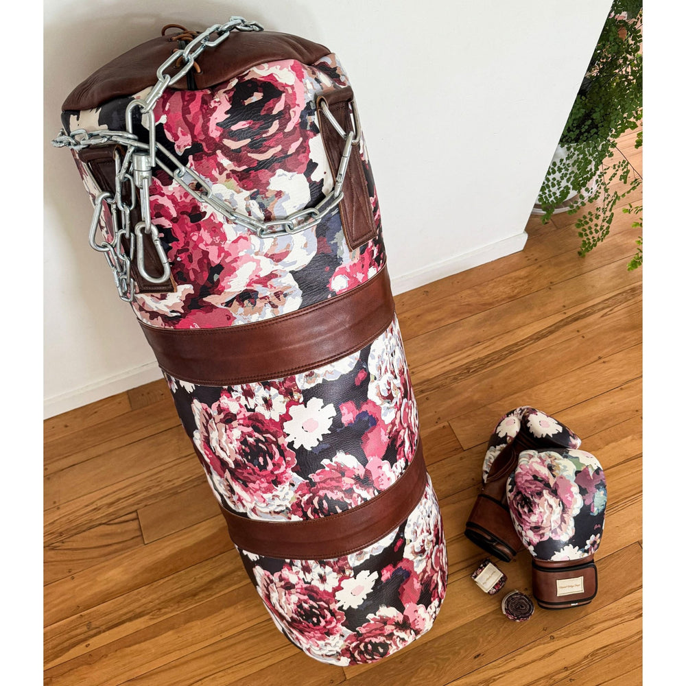 Floral Leather Heavy Punching Bag (un - filled) - MODEST VINTAGE PLAYER LTD