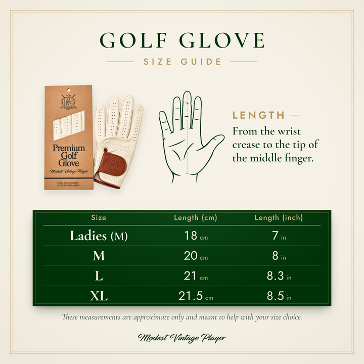 MVP Golf Glove size guide