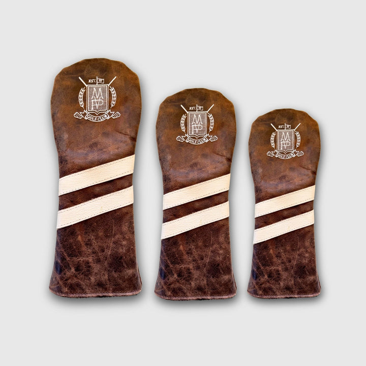 Leather Golf Covers Set - Brown / Cream, one of the choices in The Members' Set