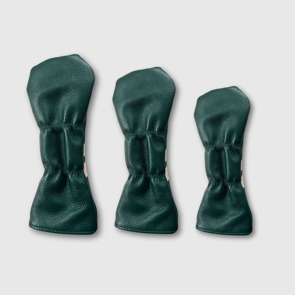 Leather Golf Covers Set - Forest Green / Cream - MODEST VINTAGE PLAYER LTD